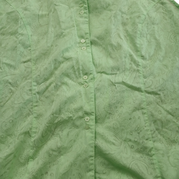 Green Harve Benard Paisley Button Up Sleeveless Top Women's Sz 2XL Neon Sheer - Picture 3 of 11